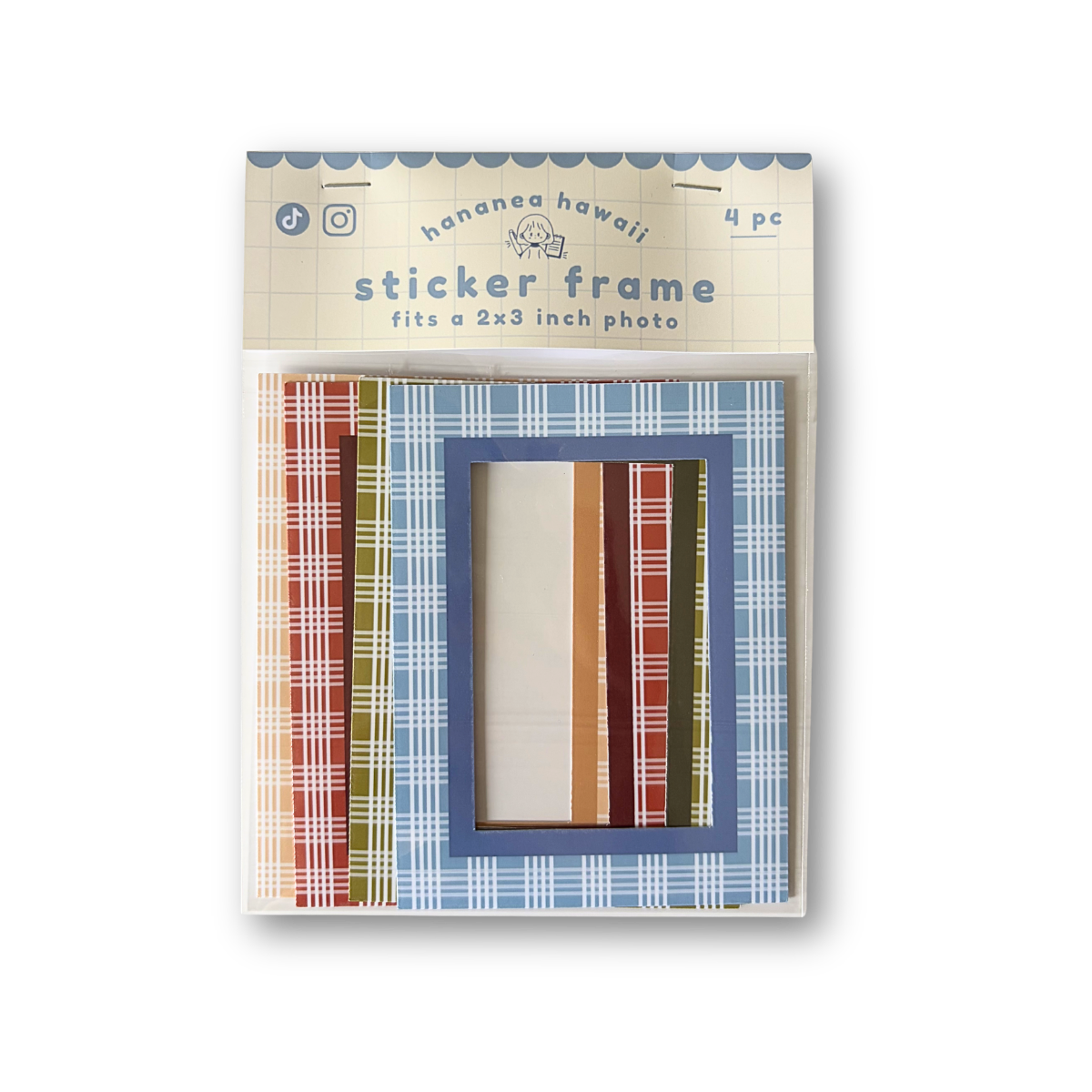 Packaged sticker frame with palaka patterns on a white background