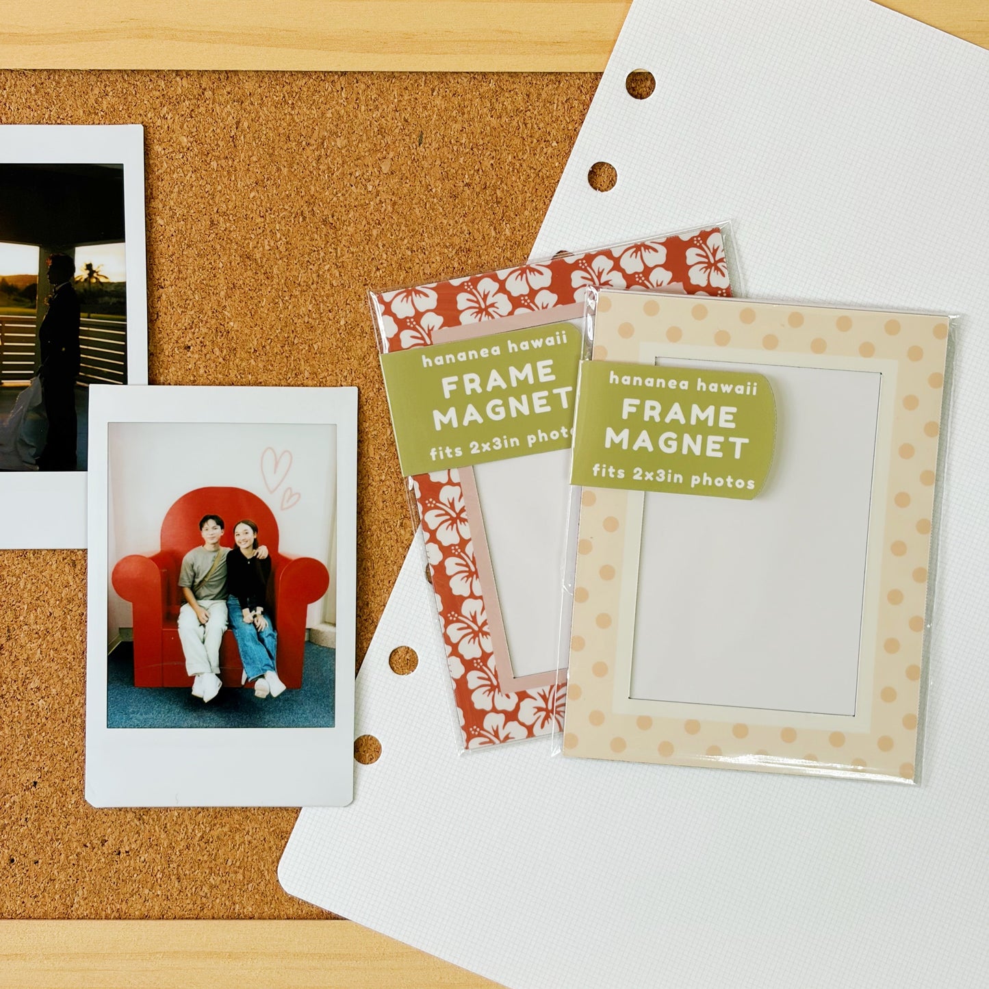 Two personalized frame magnets for 2x3in photos.