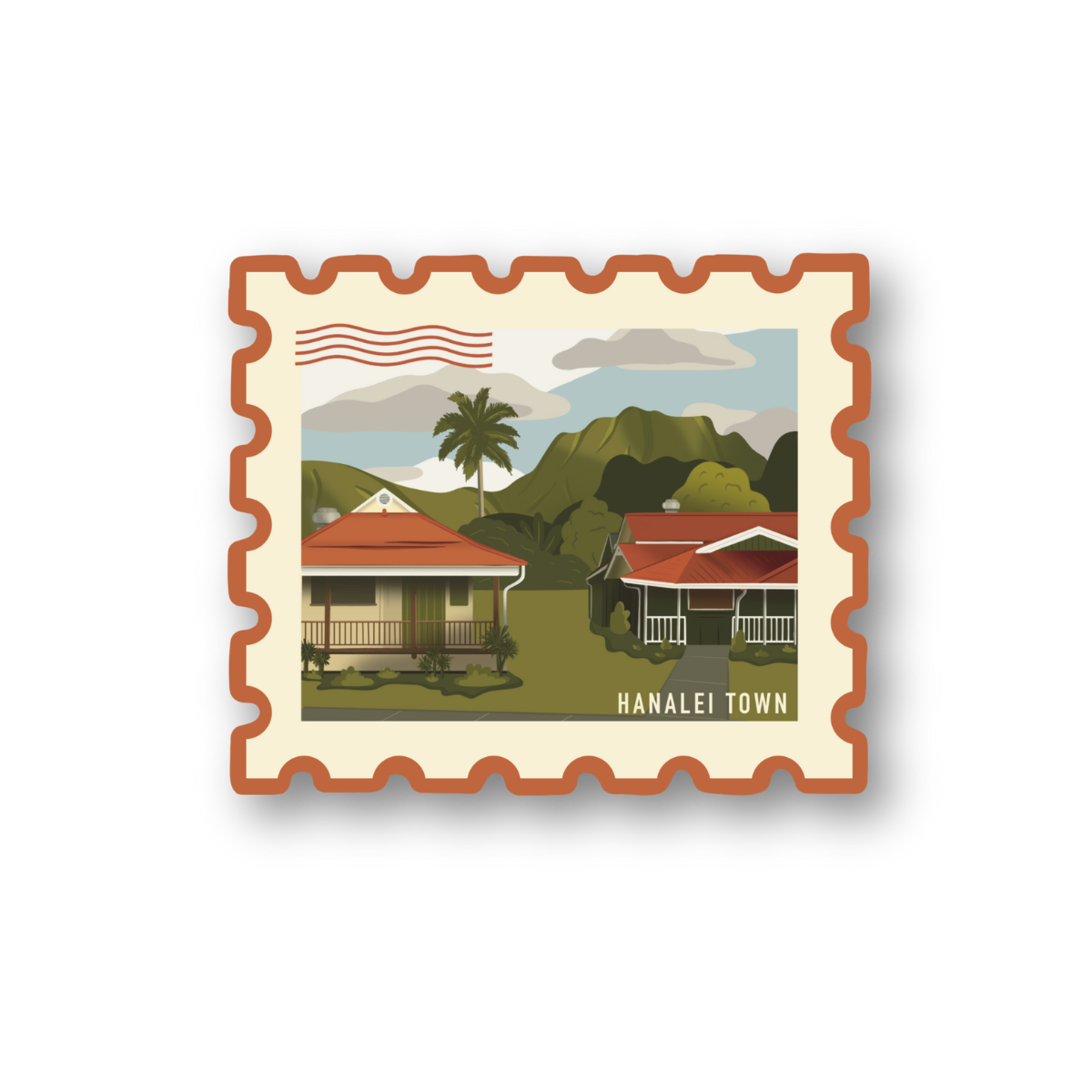 hanalei town postage stamp sticker