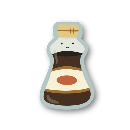 Cartoon bottle of sesame oil on a white background