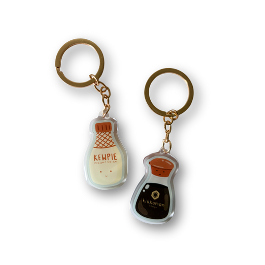 Two keychains on a white background