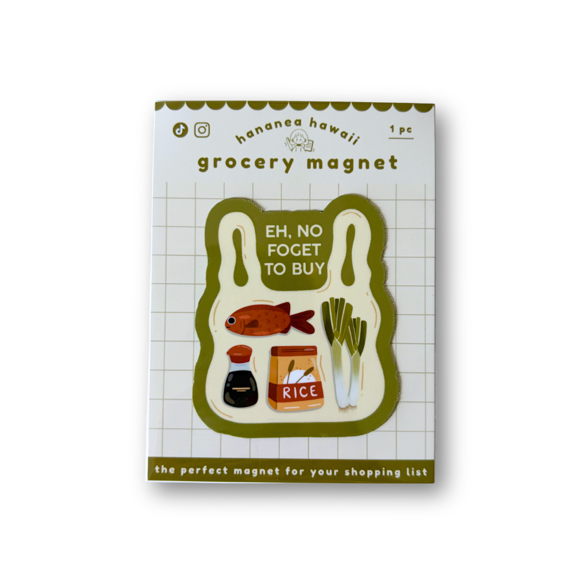Grocery magnet packaging with illustrations on a white background