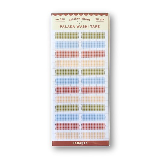 Pack of Palaka Washi Tape with colorful checkered patterns on a white background