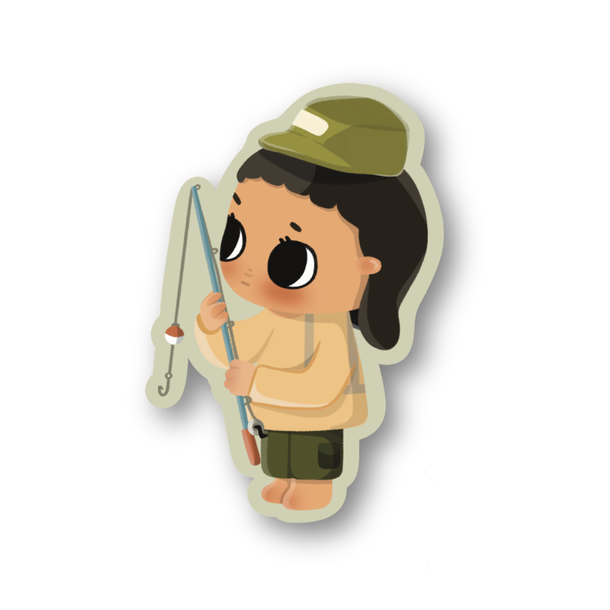 character with a fishing pole