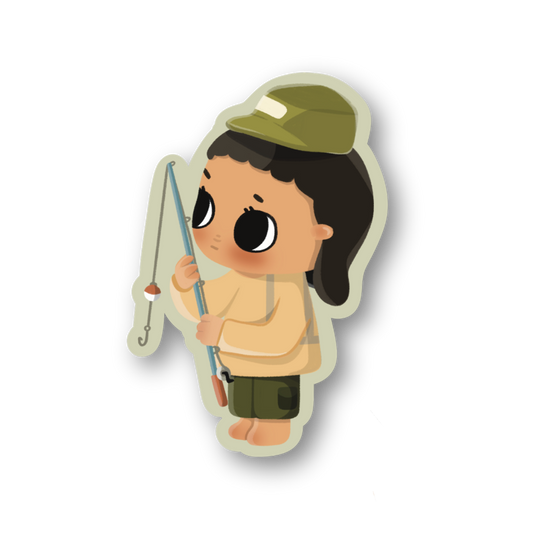 character with a fishing pole