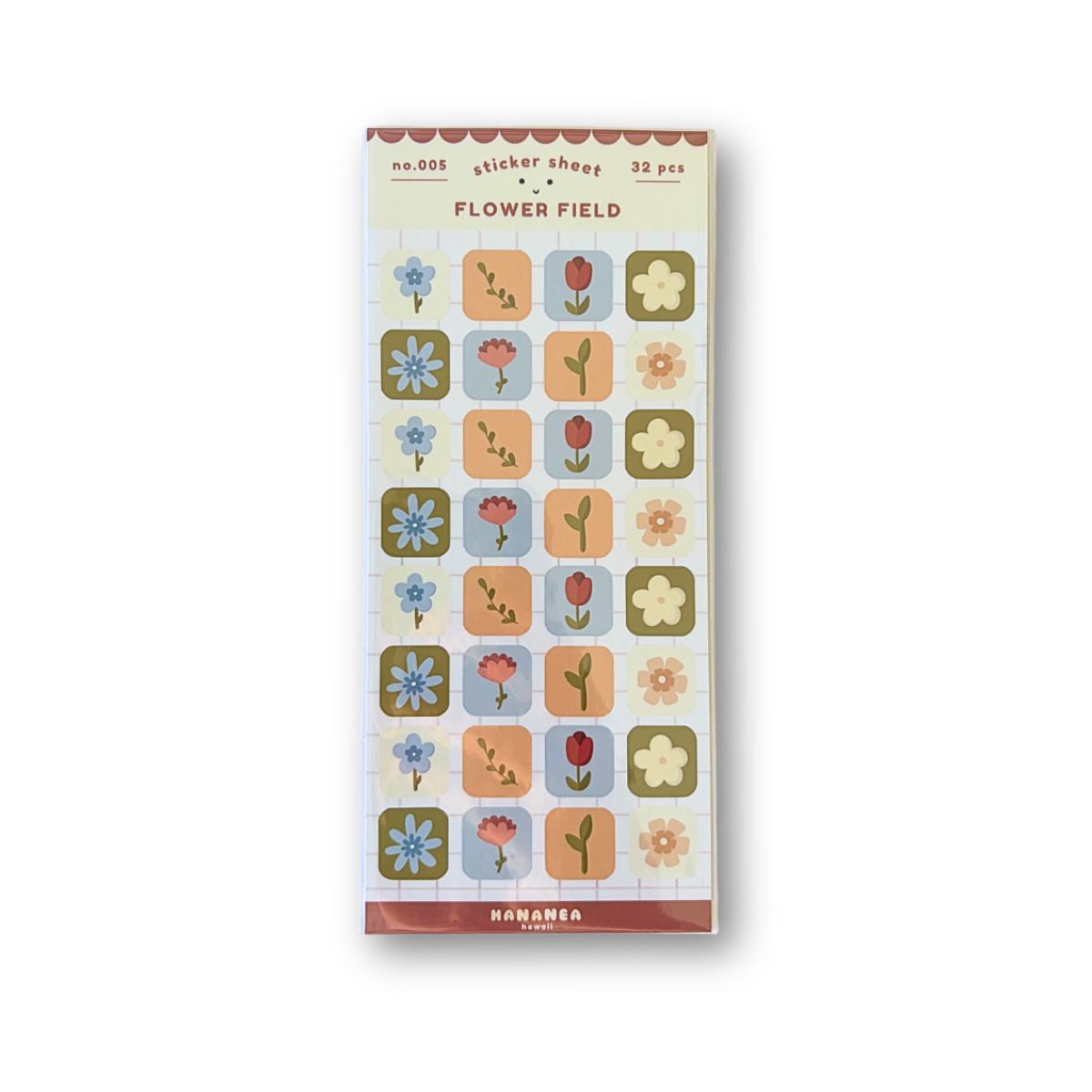 Flower field sticker sheet with floral sticker blocks.