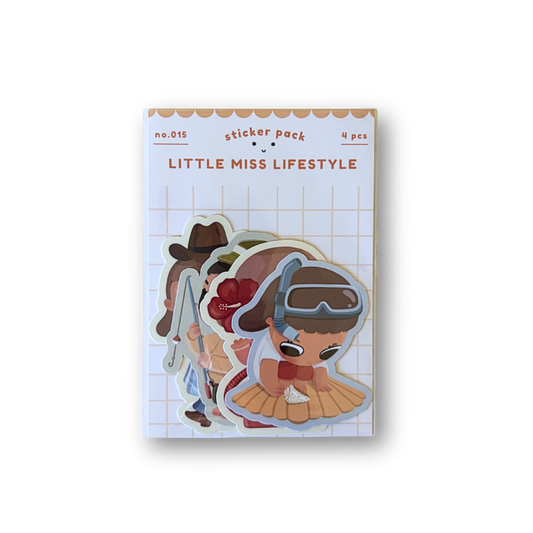 A sticker pack from the brand 'Little Miss Lifestyle' featuring a stack of die-cut stickers on a white background.