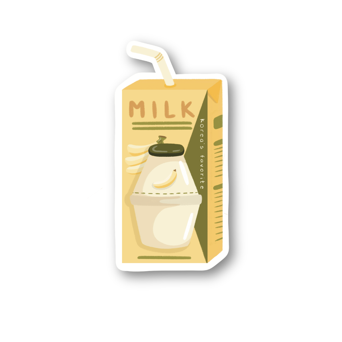 Illustration of a milk carton with a straw on a white background