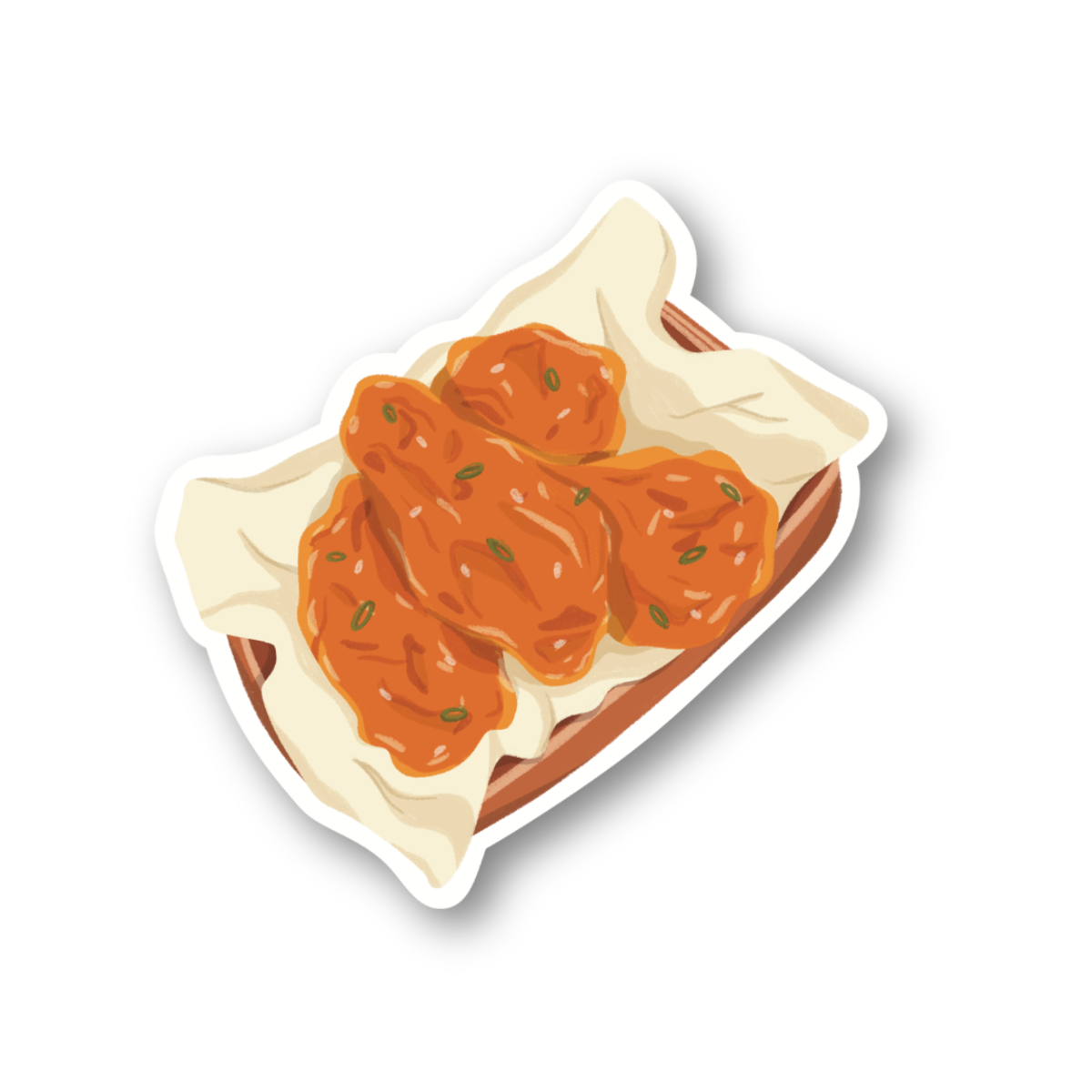 Illustration of a piece of bread with tomato sauce on a white background