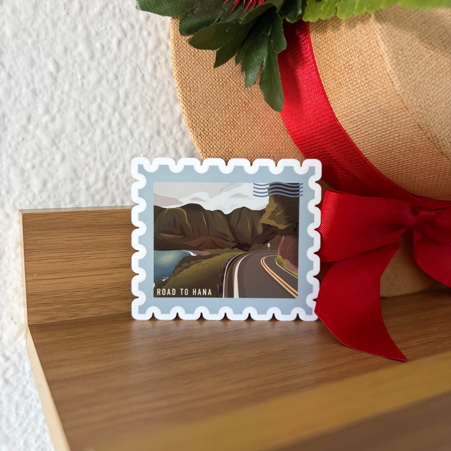 Road To Hana Postage Stamp Sticker