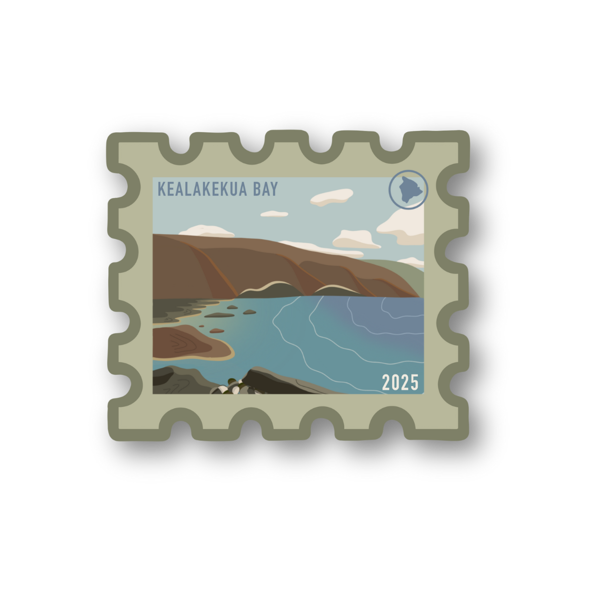 kealakekua bay postage stamp sticker