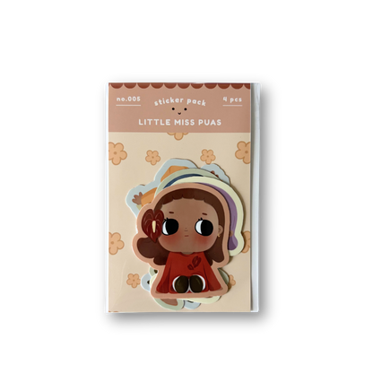 Sticker pack with a character design on a beige background