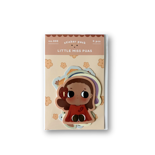 Sticker pack with a character design on a beige background