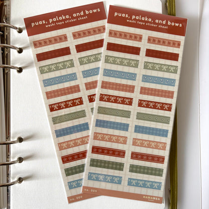 Two washi tape sticker sheets with decorative patterns on a white background.
